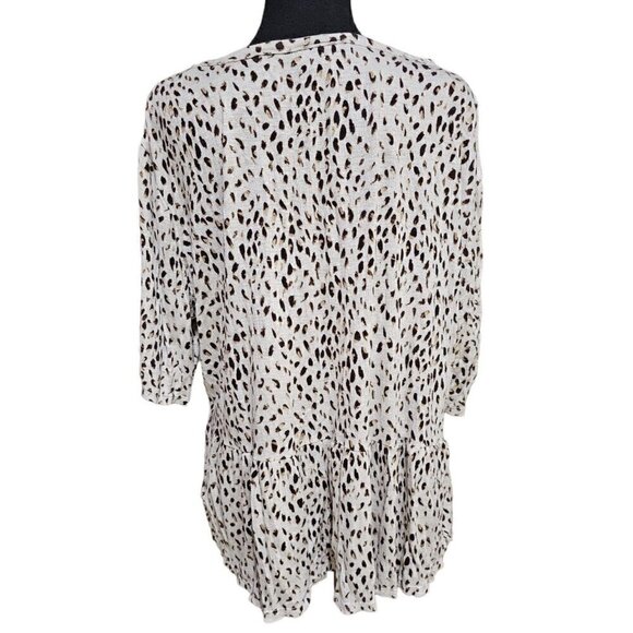 AGB Leopard Print Loose Fit Babydoll Style, Lightweight Blouse, Size Medium - Picture 5 of 7